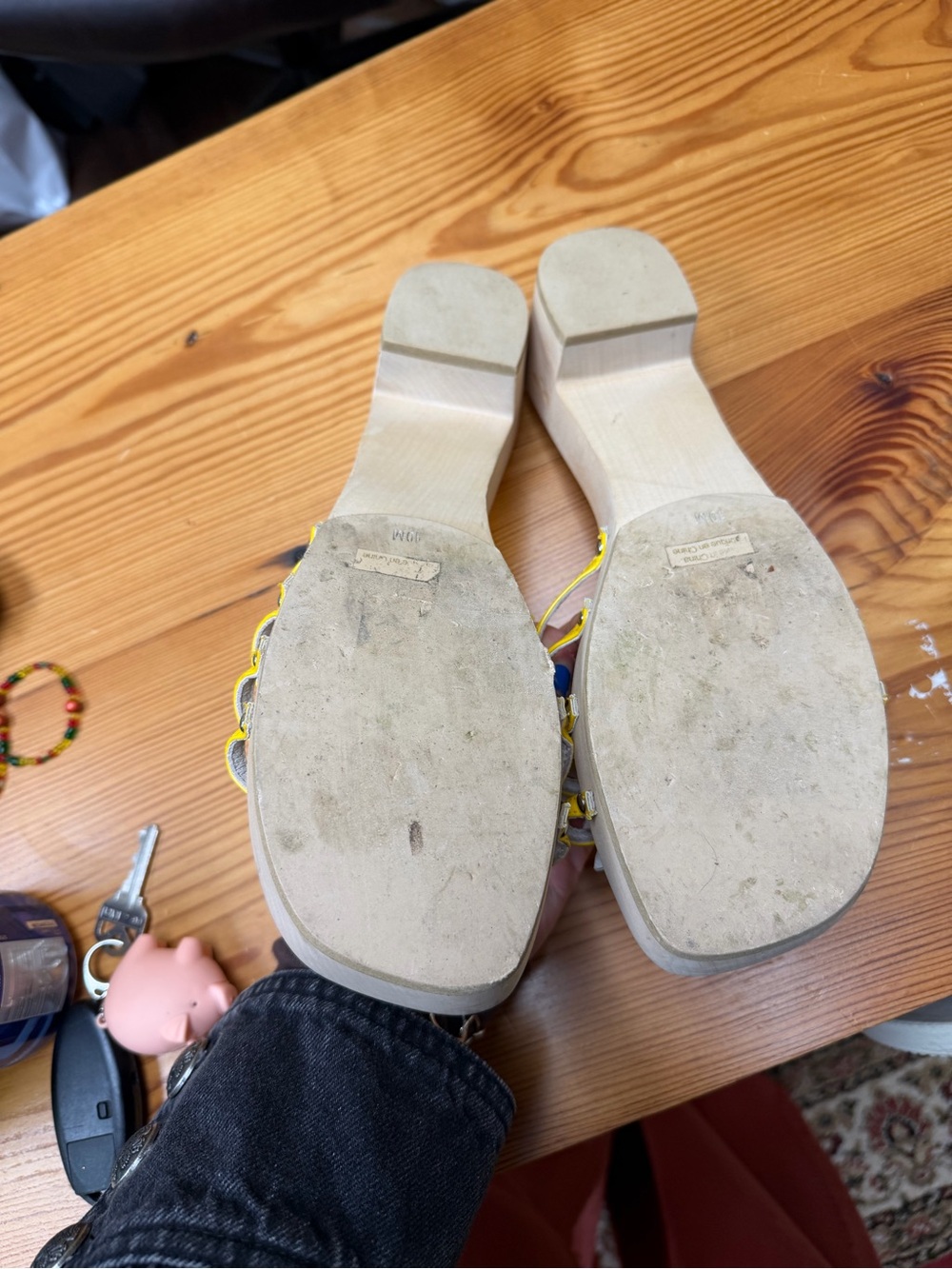 Jeffrey Campbell Yellow Daisy Slide Sandals with White Flower Accent - Picture 2 of 2